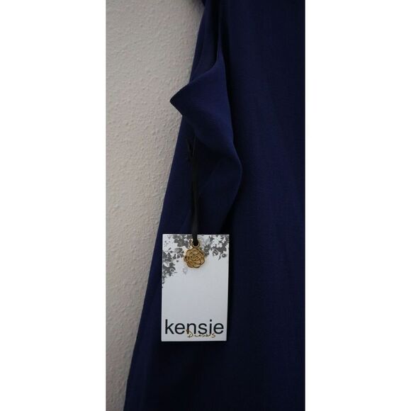 Kensie KDNP0992 Women's Sz 12 Navy Halter-Neck Ruffle Dress $108 - Picture 6 of 11